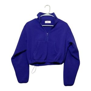 Women’s Aritzia Tna blue half zip, cropped fleece, size XS